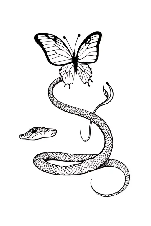 Snake With Butterfly On Top