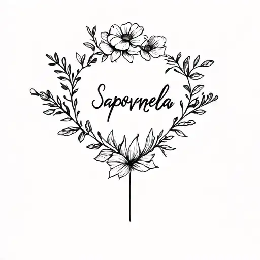 Sapovnela Written With Flowers Attached Near The Bottom