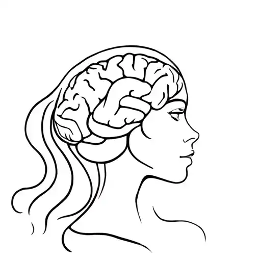 Female Outline One Line With Brain Intertwined