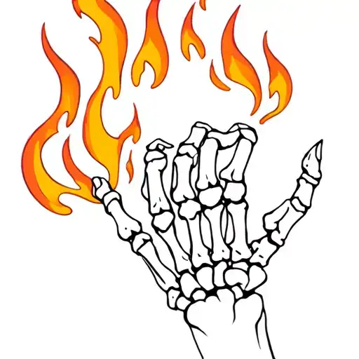 Skeleton Hand With Fire Coming
