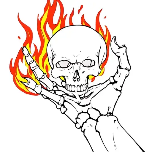 Skeleton Hand With Fire Coming