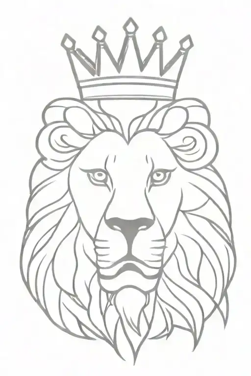 Lion With Crown Simple Outline