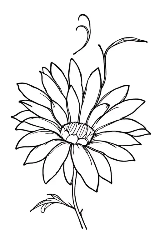 Squiggly Chrysanthemum Fine Line