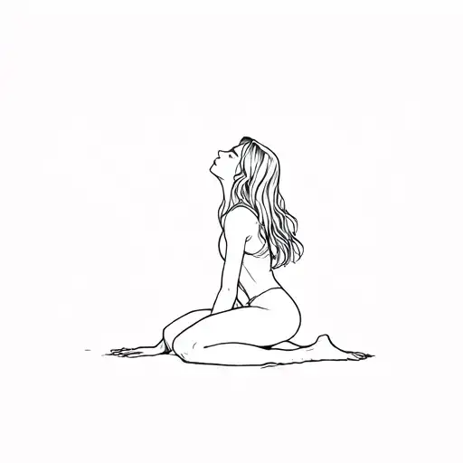 Girl Kneeling Looking Up To Master