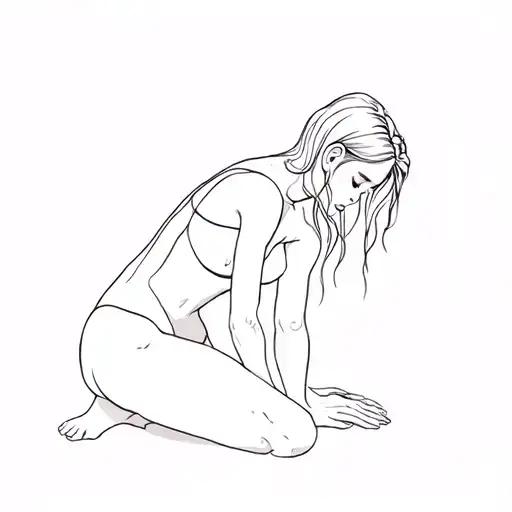 Staying Master Touches Face Of Kneeling Girl