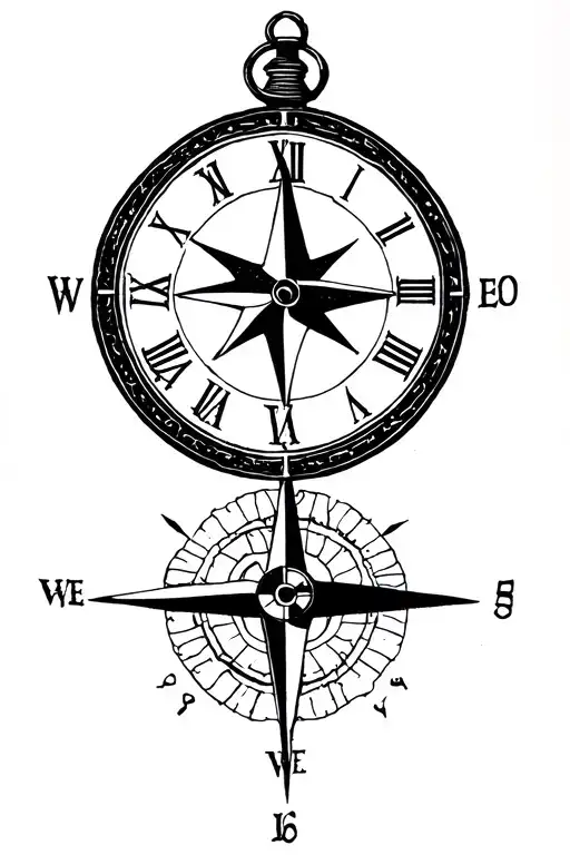 Clock And Compass Inspired Tattoo With Specific Dates