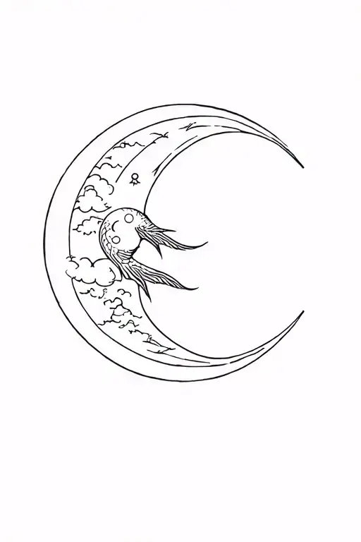 Bakunawa Tattoo With Moon On Back