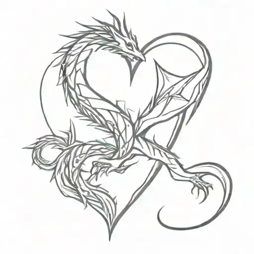 Tow Dragons Heart Shaped Like