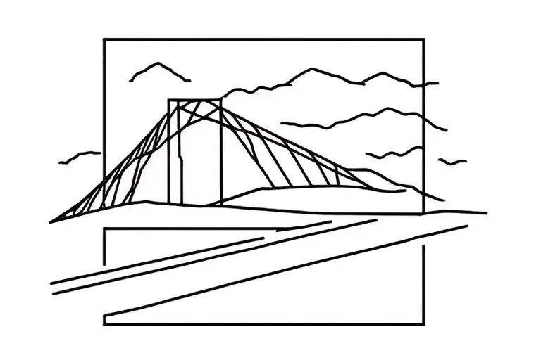 Geometric Rectangle That Contains Bridge On Drina In Visegrad With Fine Line Style