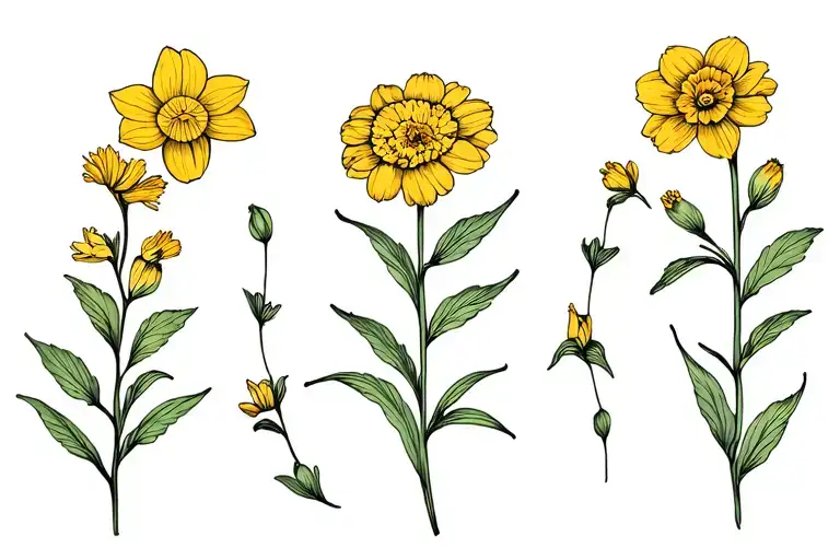 Daffodil Larkspur Marigold Chrysanthemums Flowers
