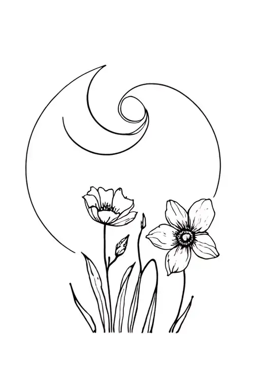 Matching Moon And Poppy And Daffodil