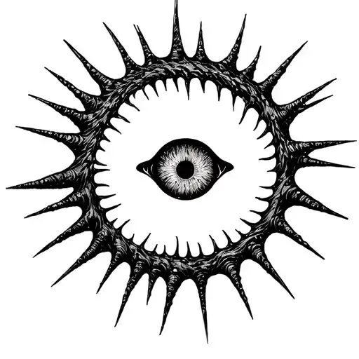 Azathoth Lovecraft Circle Of Spines Forming The Shape With Reptilian Eye At The Center And Tentacles