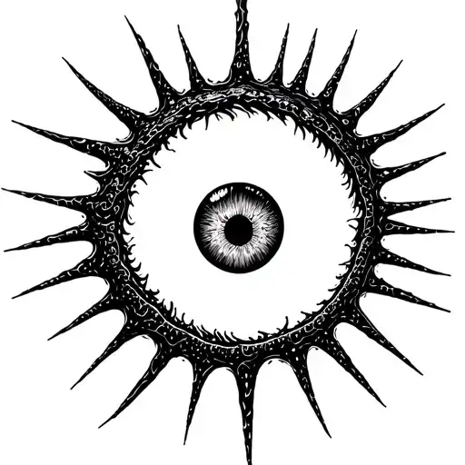 Azathoth Lovecraft Circle Of Spines Forming The Shape With Reptilian Eye At The Center And Tentacles
