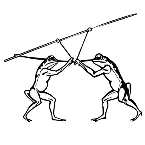 Two Frogs Fencing