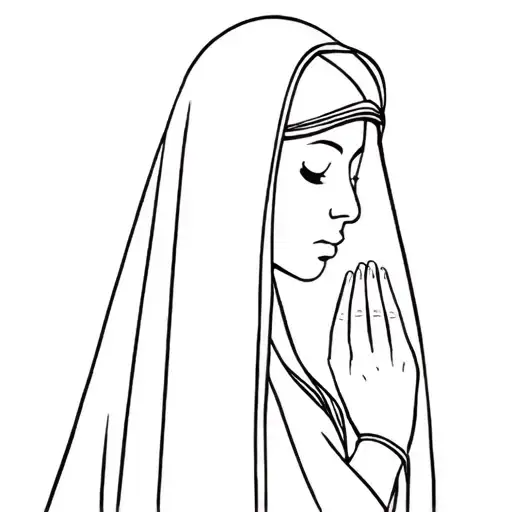 Women With Long Veil On Head Praying