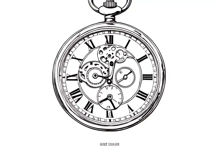 Pocket Watch With Gears Inside The Middle