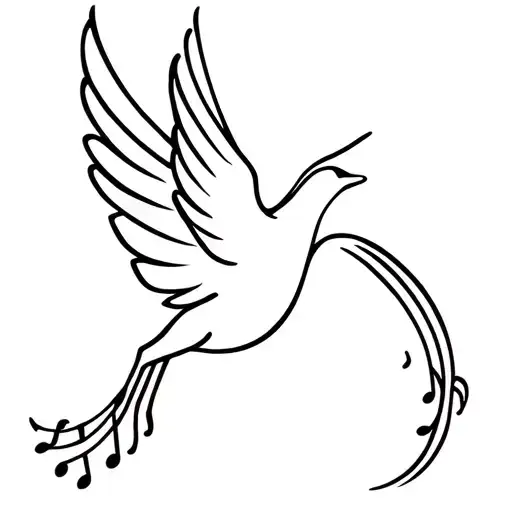 Musical Notes Forming A Dove Silhouette