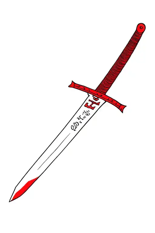 Samurai Sword With Red Color And Birthday Numbers