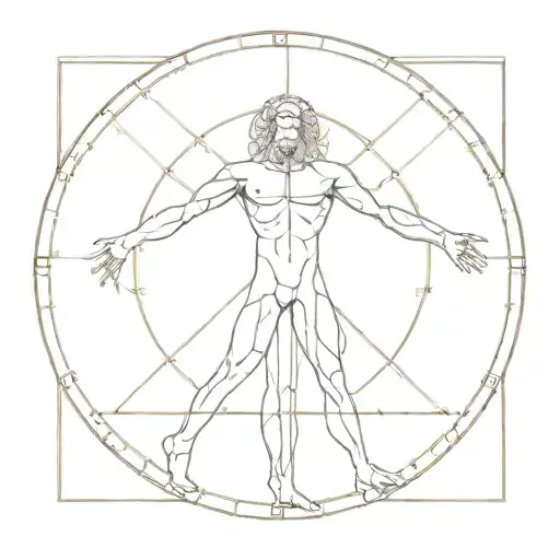 Vitruvian Man Simple Geometric Design Incorporating