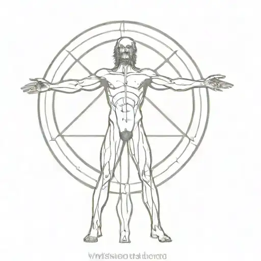 Vitruvian Man Simple Line Design