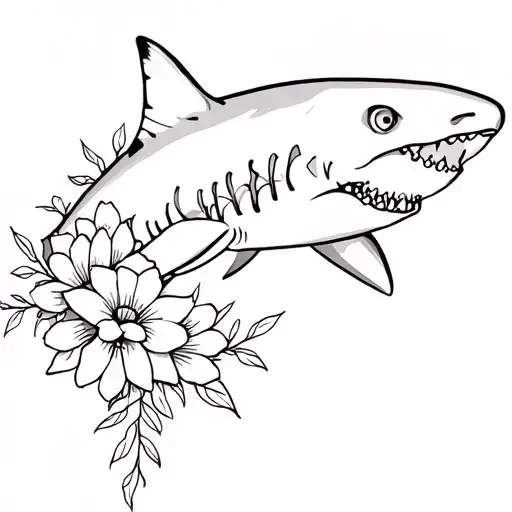 Shark And Flowers
