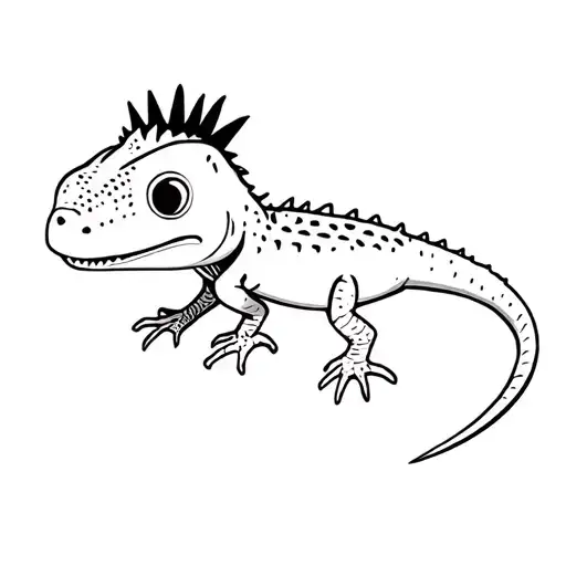 Small Cute Lizard With A Punk Mohawk Hairstyle