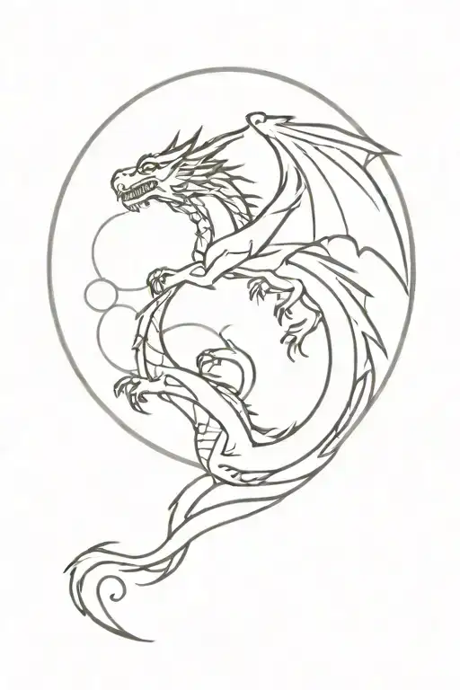 Dragon With Moon Merging Together