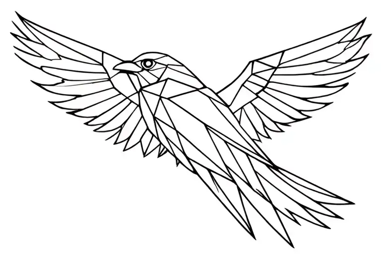 A Geometric Raven With Its Wings Spread That Has A Condone Making Up Its Center