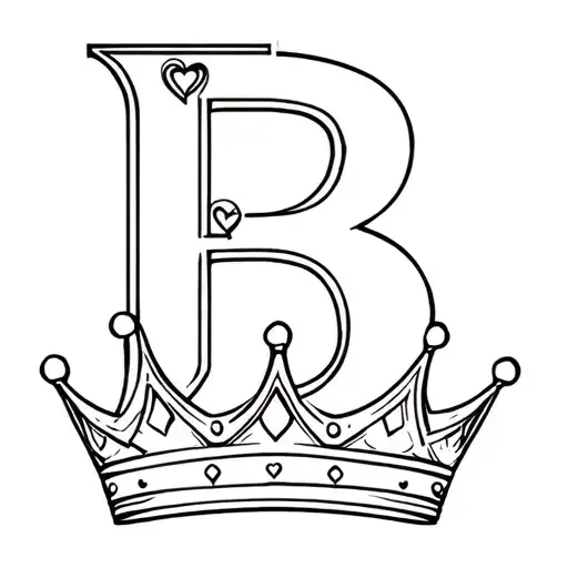 Letter B With King Of Hearts Crown
