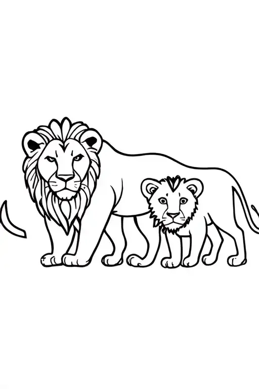 Lioness And Lion Cub With Name