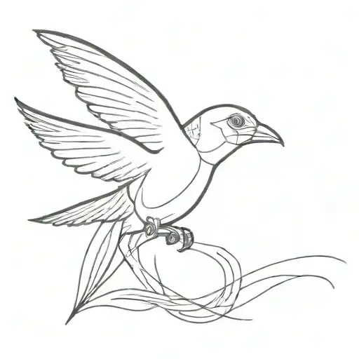 Bird Flying Whit A Human Face On The Back