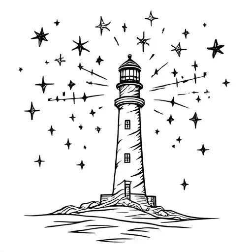 Lighthouse With Stars And Sparkles Coming Out Of It