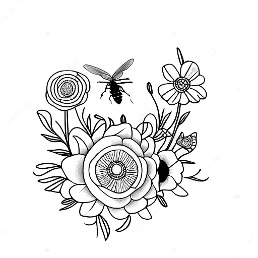 Wild Flowers With A Little Bee On It