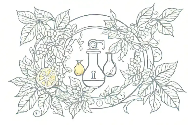 Key Hole Surrounded By Vine With Lemons