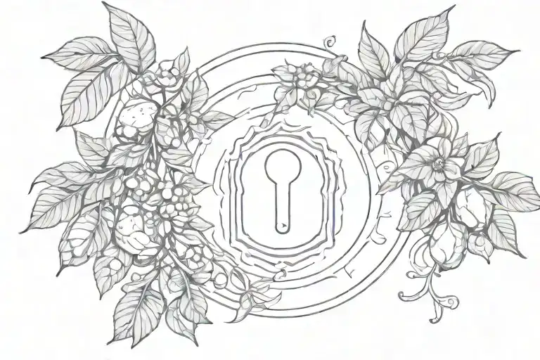 Key Hole Surrounded By Vine With Lemons