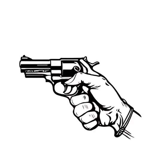 Outline Style Hand Gun Shape Gesture