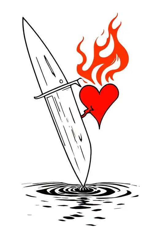Water And Fire With Knife Stabbing 2 Hearts