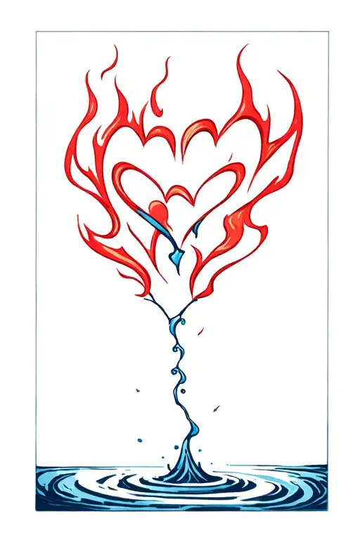 Water And Fire With Knife Stabbing 2 Hearts