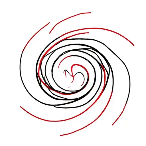 The Strings Of Time In A Spiral Black And Red Lines