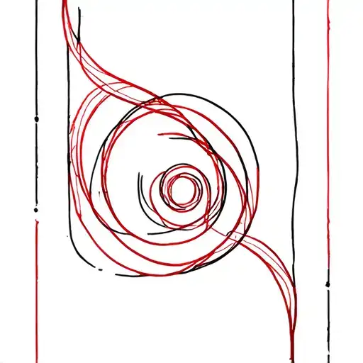 The Strings Of Time In A Spiral Black And Red Lines