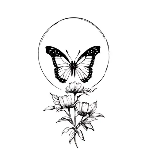 Butterfly And September Birth Flower With Halo Above