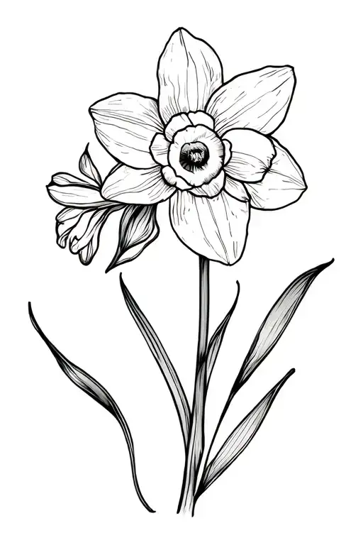 Narcissus Flower With Nolan Cursive Writing
