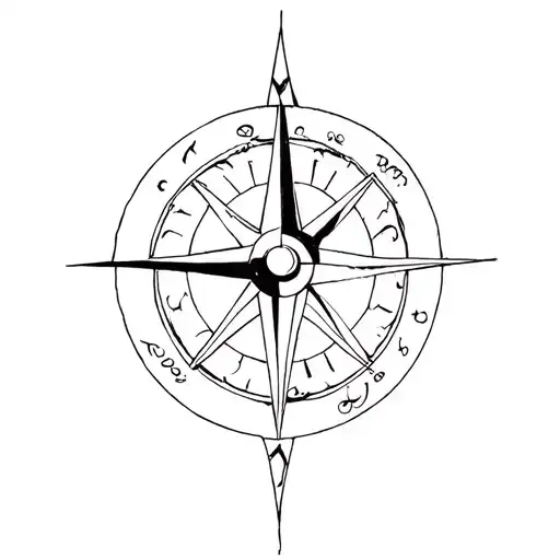Compass Rose With Sea Monster