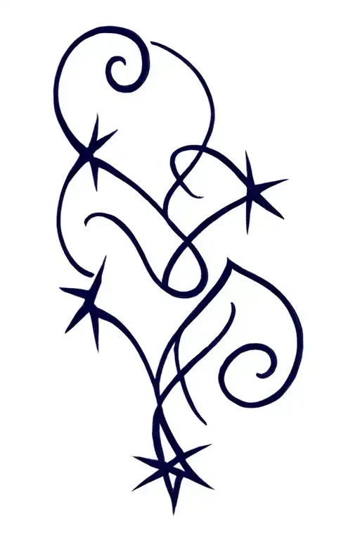 Design A Tattoo That Has 3 Simple Stars In Navy Blue In A Line With Swirls