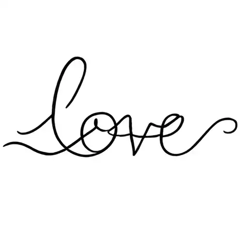 Fine Line Simple Wave With The Word Love In Script Above