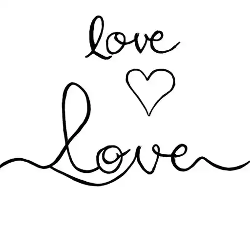 Fine Line Simple Wave With The Word Love In Script Above