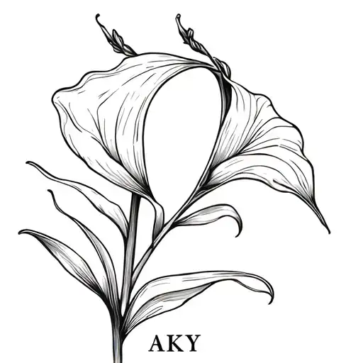 Simple Peace Lily Fine Line With Initials Aky Intertwined
