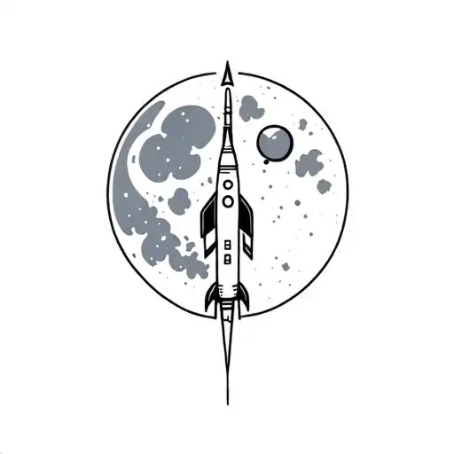 Full Moon Small Rocket Cartoony Very Light Colouring