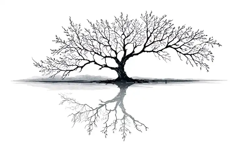 Hazel And Willow Tree Reflected