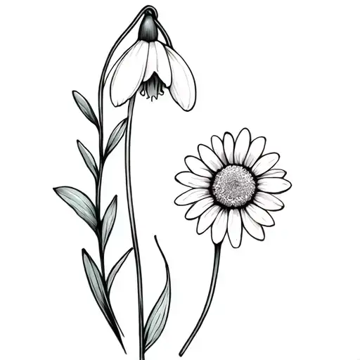 Snowdrop Flower And Daisy Flower